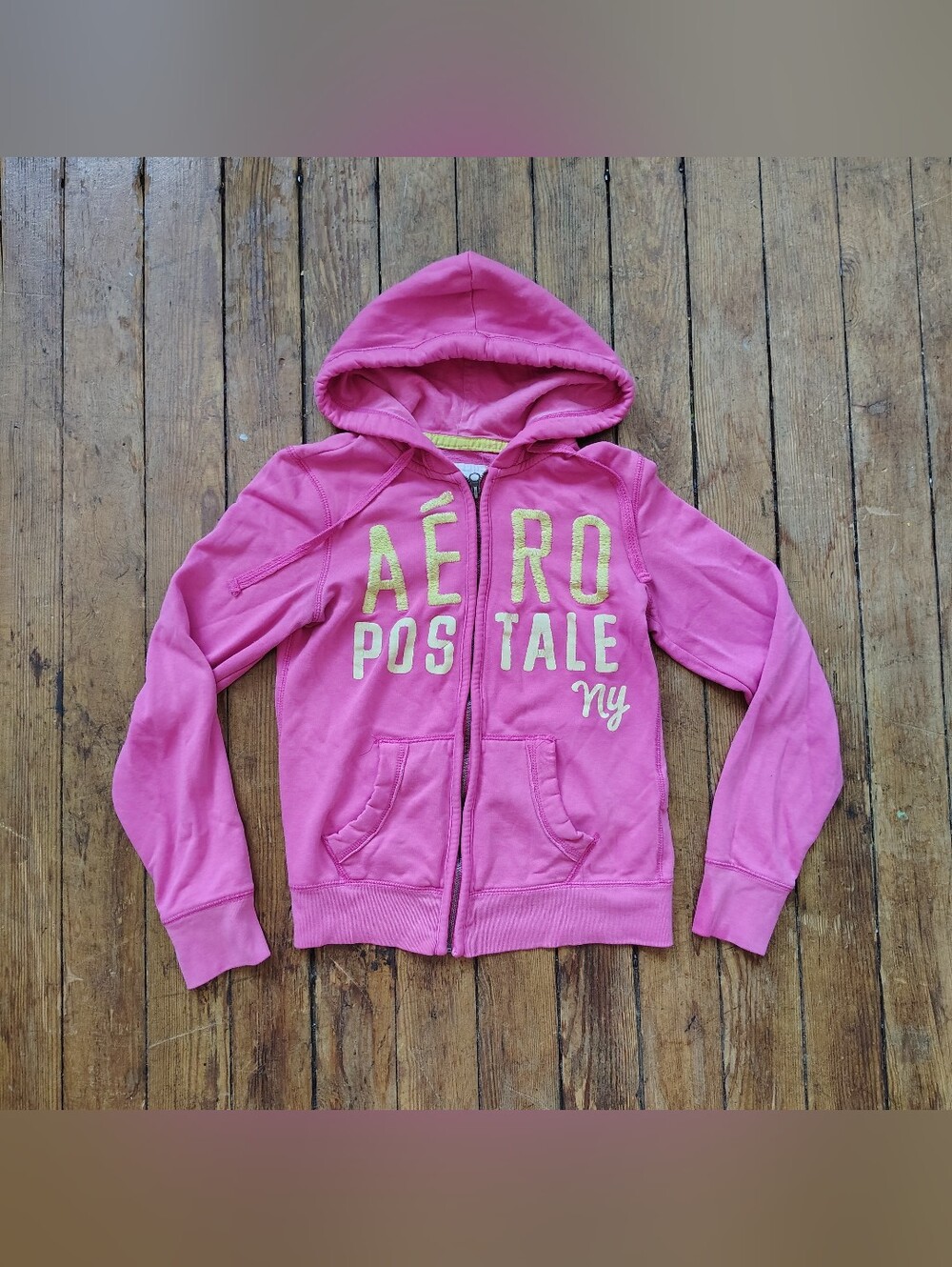 Aeropostale Pink Full Zip Hoodie Logo Sweatshirt Women's Size Small Medium